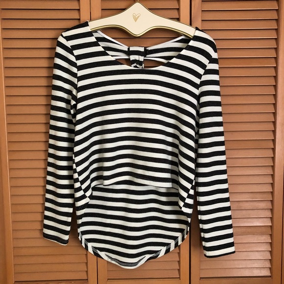 MINKPINK Sweaters - Mink Pink grey and ivory striped cutout sweater